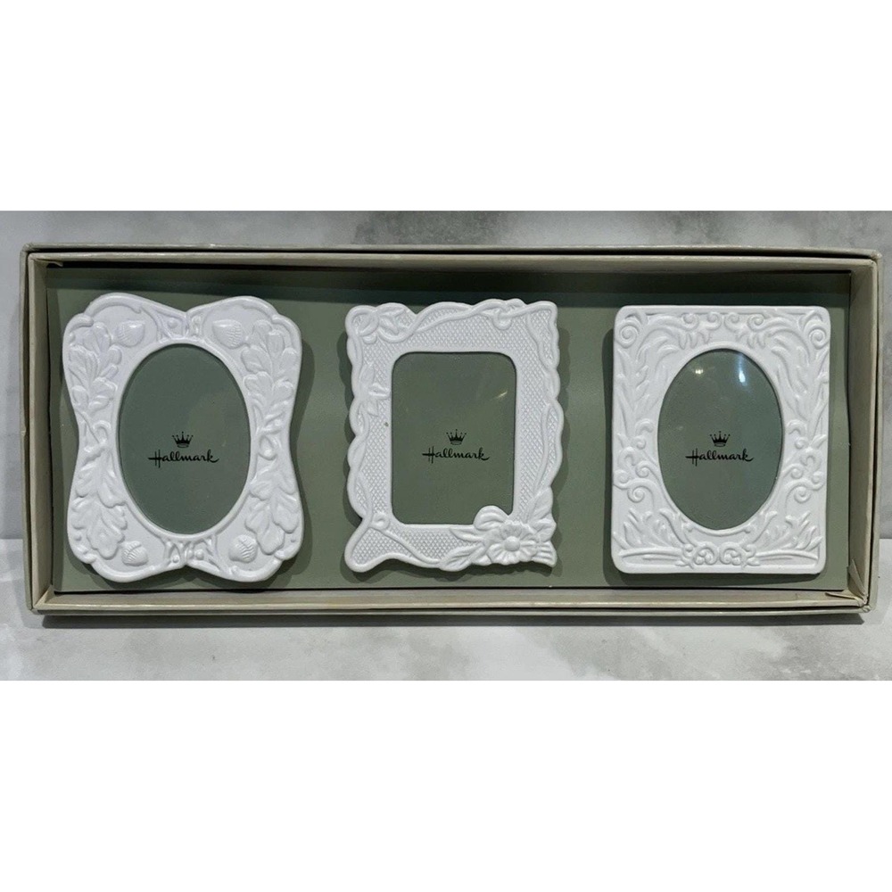 Hallmark Frames Miniature White Metal Filigree Frame Set of 3 Vintage